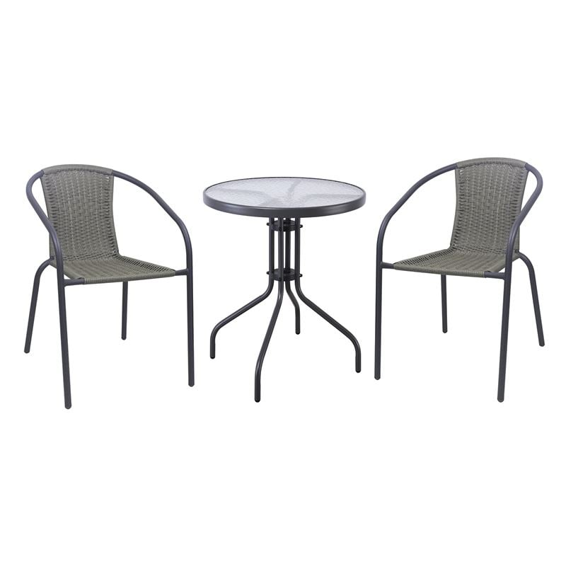 baleno-w-set-kipou-verantas-trapezi-2-polythrones-metallo-anthraki-wicker-mixed-grey-enlarge BALENO-W Set Κήπου - Βεράντας: Τραπέζι + 2 Πολυθρόνες Μέταλλο Ανθρακί, Wicker Mixed Grey Table:Φ60x70 Armchair:52x60x72 - Image 1