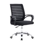 BF2140 Πολυθρόνα Γραφείου Μέταλλο Χρώμιο, Mesh Μαύρο 63x47x89/99cm