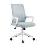 BF2965 Πολυθρόνα Γραφείου Ύφασμα Γκρι-Μπλε Mesh, Βάση PP Άσπρο 63x49x93/103cm