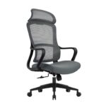 BF3010 Πολυθρόνα Γραφείου Διευθυντή, Mesh Μαύρο, Ύφασμα Γκρι 61x63x119/128cm