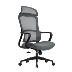 BF3010 Πολυθρόνα Γραφείου Διευθυντή, Mesh Μαύρο, Ύφασμα Γκρι 61x63x119/128cm