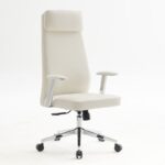 BF8800 Πολυθρόνα Γραφείου Διευθυντή, Pu Άσπρο, Βάση & Μπράτσα Χρώμιο 68x68x120/128cm