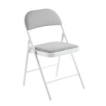 BRENDA Καρέκλα Πτυσσόμενη, Μέταλλο Βαφή Άσπρο, Ύφασμα Γκρι 44x46x76cm