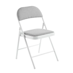 BRENDA Καρέκλα Πτυσσόμενη, Μέταλλο Βαφή Άσπρο, Ύφασμα Γκρι 44x46x76cm