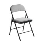 BRENDA Καρέκλα Πτυσσόμενη, Μέταλλο Βαφή Μαύρο, Ύφασμα Γκρι 44x46x76cm