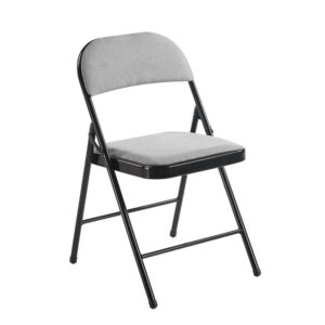 BRENDA Καρέκλα Πτυσσόμενη, Μέταλλο Βαφή Μαύρο, Ύφασμα Γκρι 44x46x76cm