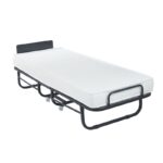 COLMAN Κρεβάτι Πτυσσόμενο Βοηθητικό Μέταλλο Βαφή Μαύρο, Στρώμα 12cm 77x195x55cm - Mattress 12cm