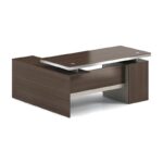 CONCEPT Γραφείο Αναστρέψιμη Γωνία, Απόχρωση Καρυδί - Μπεζ 180x80/160x40 (H.75/62)cm