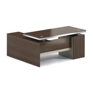 CONCEPT Γραφείο Αναστρέψιμη Γωνία, Απόχρωση Καρυδί - Μπεζ 180x80/160x40 (H.75/62)cm