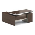 CONCEPT Γραφείο Αναστρέψιμη Γωνία, Απόχρωση Καρυδί - Μπεζ 160x80/160x40 (H.75/62)cm