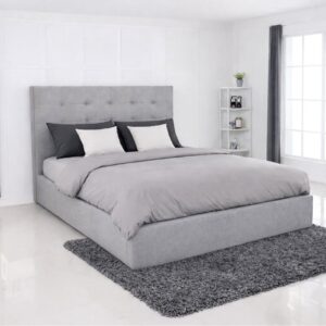 DOLCE Κρεβάτι Διπλό με Αποθηκευτικό Χώρο, για Στρώμα 160x200cm, Ύφασμα Γκρι 172x219x120cm