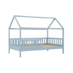 DREAM Montessori Παιδικό Κρεβάτι, για Στρώμα 90x190cm, Ξύλο Πεύκου Απόχρωση Γαλάζιο 97x197x129cm