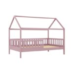 DREAM Montessori Παιδικό Κρεβάτι, για Στρώμα 90x190cm, Ξύλο Πεύκου Απόχρωση Ροζ 97x197x129cm