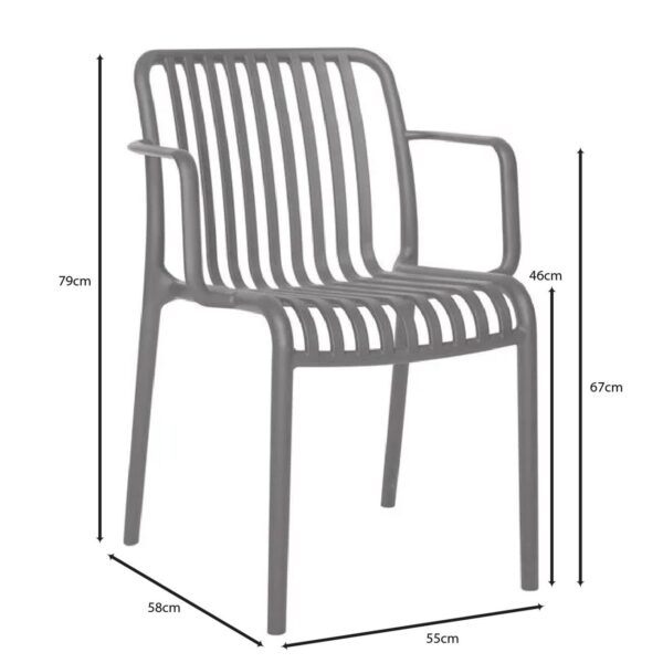 MODA-W Πολυθρόνα Στοιβαζόμενη, PP - UV Protection Απόχρωση Ανθρακί 54x57x80cm - Image 3