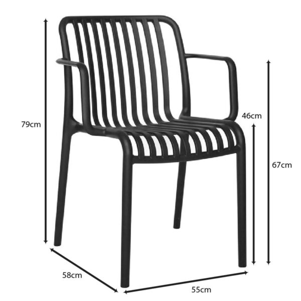 MODA-W Πολυθρόνα Στοιβαζόμενη, PP - UV Protection Απόχρωση Μαύρο 54x57x80cm - Image 3