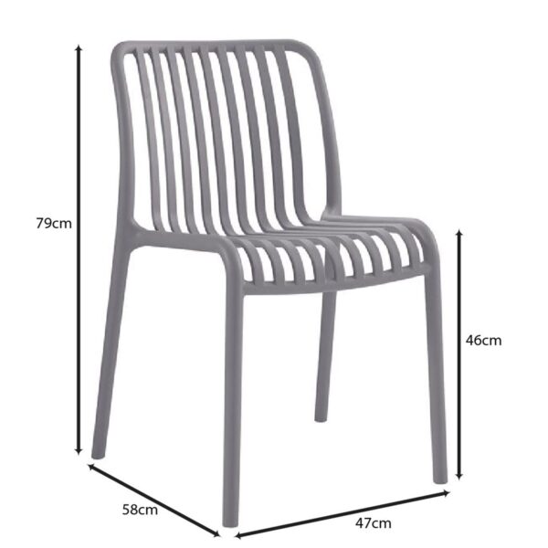 MODA-W Καρέκλα Στοιβαζόμενη, PP - UV Protection, Απόχρωση Ανθρακί 52x57x80cm - Image 3