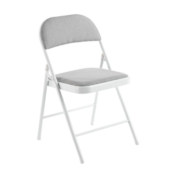 BRENDA Καρέκλα Πτυσσόμενη, Μέταλλο Βαφή Άσπρο, Ύφασμα Γκρι 44x46x76cm - Image 2