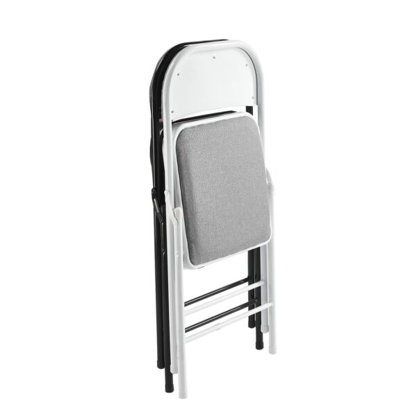 BRENDA Καρέκλα Πτυσσόμενη, Μέταλλο Βαφή Άσπρο, Ύφασμα Γκρι 44x46x76cm - Image 3