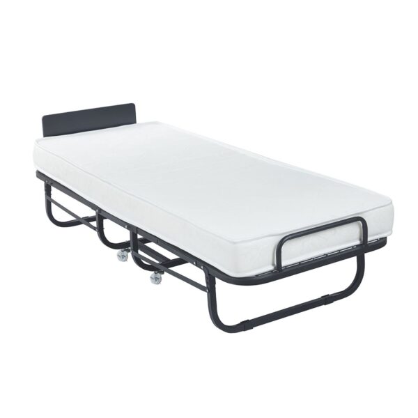 COLMAN Κρεβάτι Πτυσσόμενο Βοηθητικό Μέταλλο Βαφή Μαύρο, Στρώμα 12cm 77x195x55cm - Mattress 12cm - Image 2