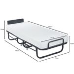 COLMAN Κρεβάτι Πτυσσόμενο Βοηθητικό Μέταλλο Βαφή Μαύρο, Στρώμα 12cm 77x195x55cm - Mattress 12cm - Image 5