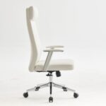 BF8800 Πολυθρόνα Γραφείου Διευθυντή, Pu Άσπρο, Βάση & Μπράτσα Χρώμιο 68x68x120/128cm - Image 3