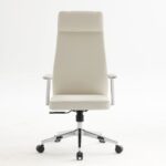 BF8800 Πολυθρόνα Γραφείου Διευθυντή, Pu Άσπρο, Βάση & Μπράτσα Χρώμιο 68x68x120/128cm - Image 4