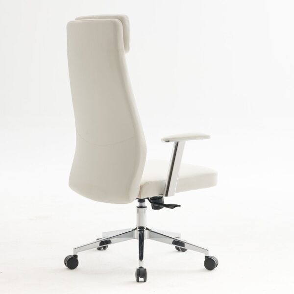 BF8800 Πολυθρόνα Γραφείου Διευθυντή, Pu Άσπρο, Βάση & Μπράτσα Χρώμιο 68x68x120/128cm - Image 5