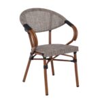 COSTA Πολυθρόνα Dining Αλουμινίου, Απόχρωση Καρυδί Textilene Μπεζ 58x57x83cm - Image 2