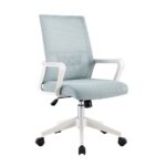 BF2965 Πολυθρόνα Γραφείου Ύφασμα Γκρι-Μπλε Mesh, Βάση PP Άσπρο 63x49x93/103cm - Image 2