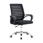 BF2140 Πολυθρόνα Γραφείου Μέταλλο Χρώμιο, Mesh Μαύρο 63x47x89/99cm - Image 2