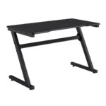 GAMING Γραφείο 120x60cm Μέταλλο Βαφή Μαύρο, Επιφάνεια MDF Μαύρο, με Βάση ακουστικών 120x60x75cm - Image 2