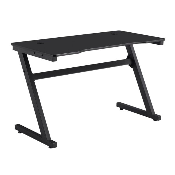 GAMING Γραφείο 120x60cm Μέταλλο Βαφή Μαύρο, Επιφάνεια MDF Μαύρο, με Βάση ακουστικών 120x60x75cm - Image 2