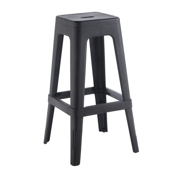 RELIX PP Σκαμπό BAR Στοιβαζόμενο, PP Απόχρωση Μαύρο 42x42x76cm - Image 2