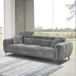 SEVILLE Kαναπές 3Θέσιος Σαλονιού - Καθιστικού, Teddy Ύφασμα Σκούρο Γκρι 220x94x90cm - Image 2