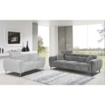 SEVILLE Kαναπές 3Θέσιος Σαλονιού - Καθιστικού, Teddy Ύφασμα Σκούρο Γκρι 220x94x90cm - Image 3