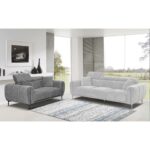 SEVILLE Kαναπές 2Θέσιος Σαλονιού - Καθιστικού, Teddy Ύφασμα Σκούρο Γκρι 165x94x90cm - Image 3