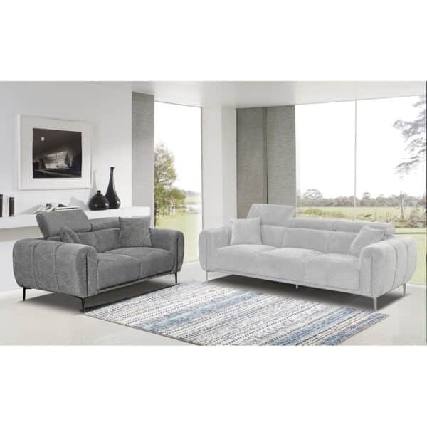 SEVILLE Kαναπές 2Θέσιος Σαλονιού - Καθιστικού, Teddy Ύφασμα Σκούρο Γκρι 165x94x90cm - Image 3