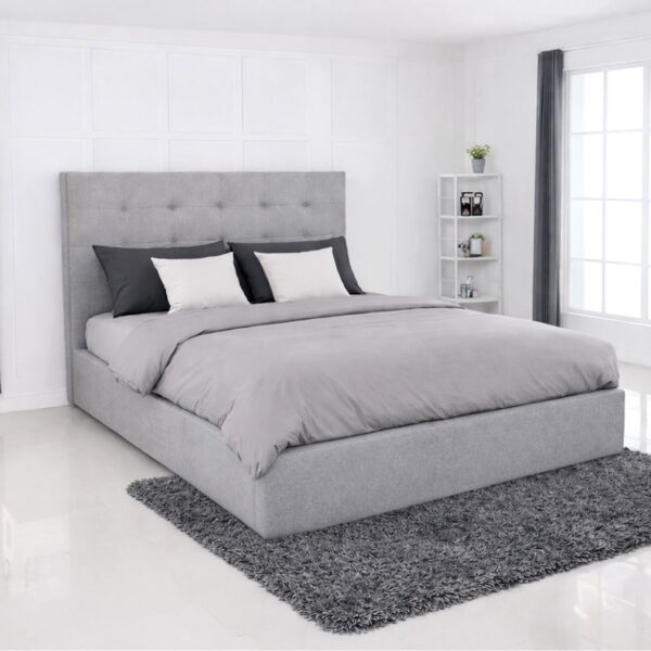 DOLCE Κρεβάτι Διπλό με Αποθηκευτικό Χώρο, για Στρώμα 160x200cm, Ύφασμα Γκρι 172x219x120cm - Image 2