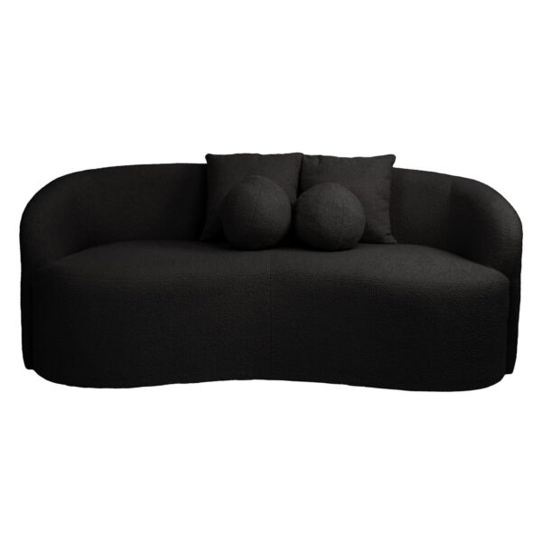 LYON Καναπές 2θ - Σαλονιού - Καθιστικού, Teddy Ύφασμα Μαύρο 178x82x68cm - Image 2