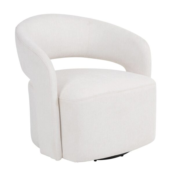 CUBA Πολυθρόνα-Περιστρεφόμενη, Σαλονιού - Καθιστικού, Teddy Ύφασμα Άσπρο 75x70x72cm - Image 2