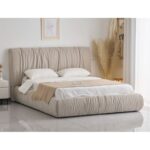 TOKYO Κρεβάτι Διπλό, για Στρώμα 160x200cm, Ύφασμα Μπεζ 192x228x113cm - Image 2