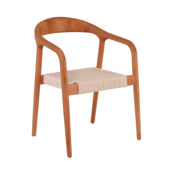 LEXY Πολυθρόνα Τραπεζαρίας Καρυδί, Κάθισμα Paper Rope 56x56x78cm - Image 2