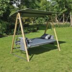 SURF Κούνια 3θέσια - Κρεβάτι, Μέταλλo Βαφή Φυσικό & Ανθρακί, Ύφασμα Γκρι 202x122x172cm - Image 3