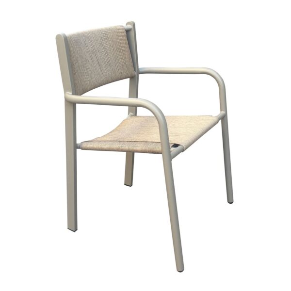 DENVER Πολυθρόνα Dining Στοιβαζόμενη, Αλουμίνιο - Rope Wicker Μπεζ 56x58x82cm - Image 2