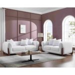 KANSAS Set Σαλόνι - Καθιστικό, 2Θέσιος-3Θέσιος, Teddy Ύφασμα Άσπρο 174x99 / 211x99 x H90cm - Image 2