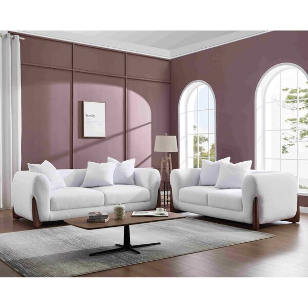 KANSAS Set Σαλόνι - Καθιστικό, 2Θέσιος-3Θέσιος, Teddy Ύφασμα Άσπρο 174x99 / 211x99 x H90cm - Image 2