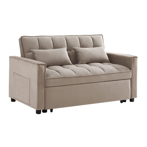 TEMPO Καναπές - Κρεβάτι, Με ανάκλιση πλάτης, Ύφασμα Velure Μπεζ 140x95x80 - Κρεβάτι:120x178 cm - Image 2