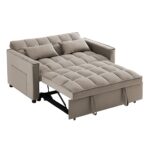 TEMPO Καναπές - Κρεβάτι, Με ανάκλιση πλάτης, Ύφασμα Velure Μπεζ 140x95x80 - Κρεβάτι:120x178 cm - Image 3