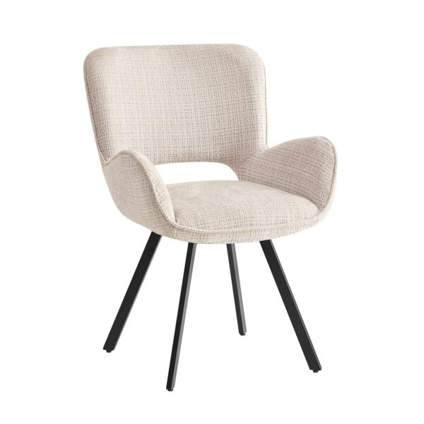 VETA Πολυθρόνα Περιστρεφόμενη, Μέταλλο Βαφή Μαύρο, Ύφασμα Μπεζ 58x58x84cm - Image 2