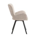 VETA Πολυθρόνα Περιστρεφόμενη, Μέταλλο Βαφή Μαύρο, Ύφασμα Μπεζ 58x58x84cm - Image 3